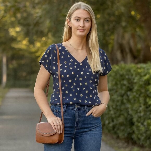 NEW Studded Brown Messenger Bag - Picture 2 of 6